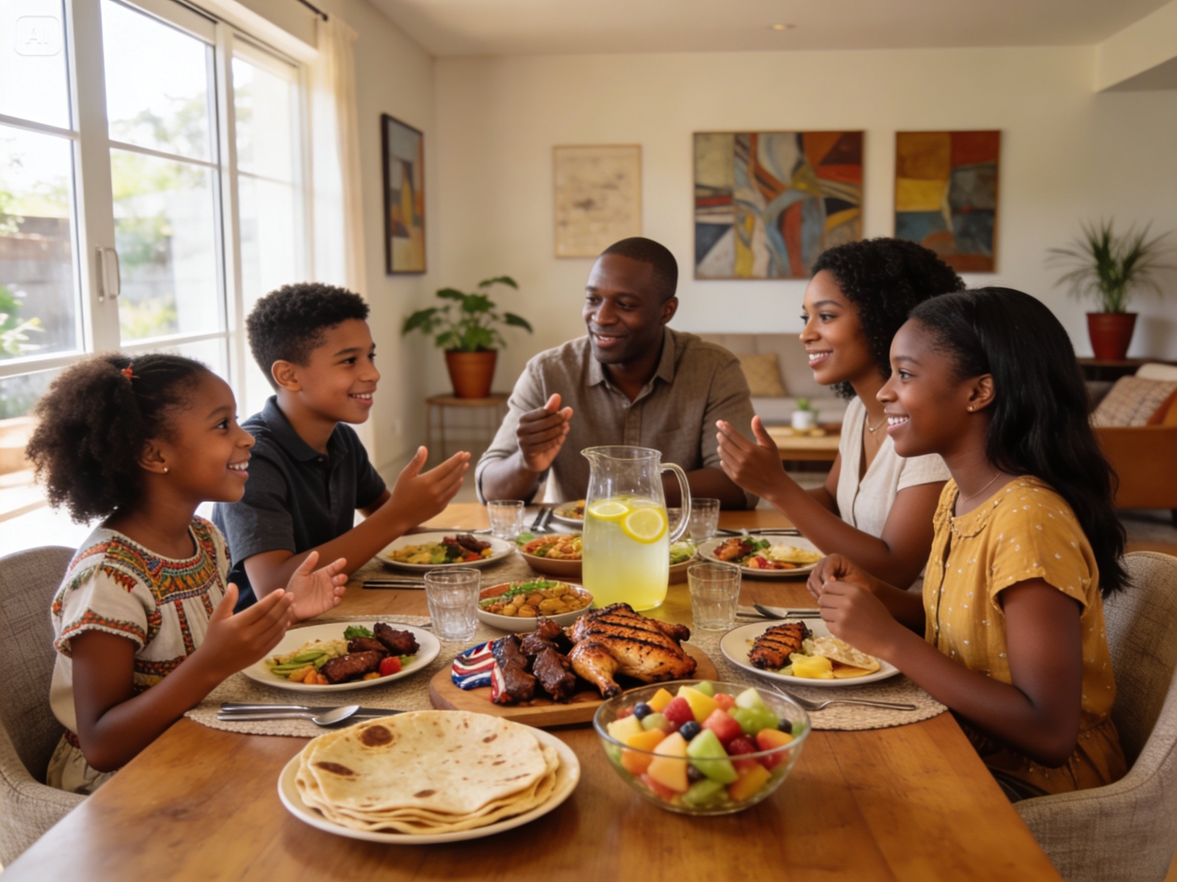 African family having dinner together in Nairobi — building communication habits at home for children aged 8 to 17